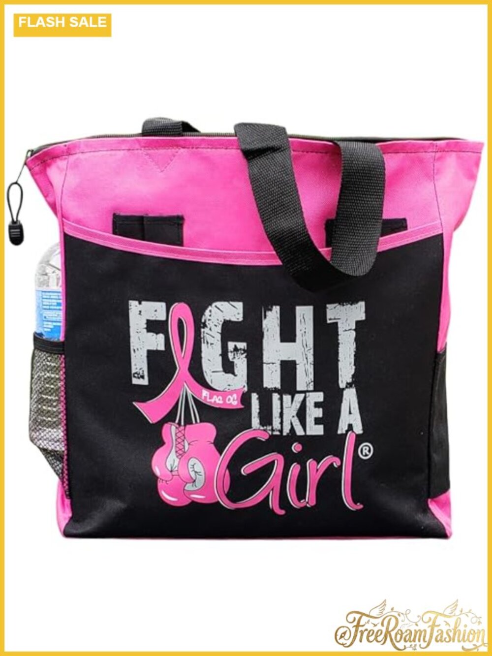 Water-Resistant 600-Denier Polyester Tote Bag with Zipper and Pockets